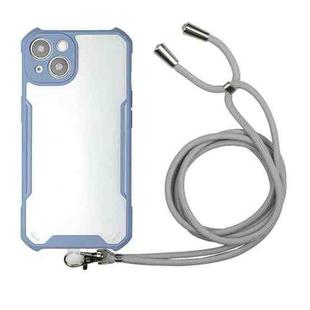 For iPhone 13 Acrylic + Color TPU Shockproof Case with Neck Lanyard(Milk Grey)