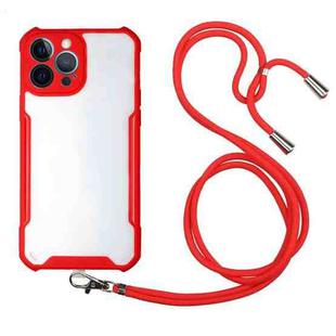 For iPhone 13 Pro Acrylic + Color TPU Shockproof Case with Neck Lanyard (Red)