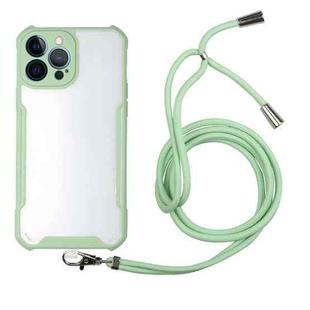 For iPhone 13 Pro Acrylic + Color TPU Shockproof Case with Neck Lanyard (Avocado Green)