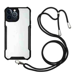 For iPhone 13 Pro Acrylic + Color TPU Shockproof Case with Neck Lanyard (Black)
