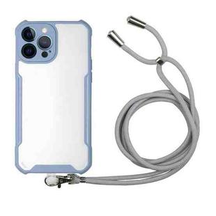 For iPhone 13 Pro Acrylic + Color TPU Shockproof Case with Neck Lanyard (Milk Grey)