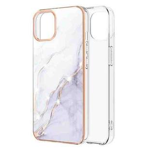 For iPhone 13 mini Electroplating Marble Pattern Dual-side IMD TPU Shockproof Case (White 006)