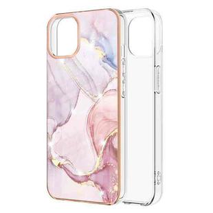 For iPhone 13 Pro Electroplating Marble Pattern Dual-side IMD TPU Shockproof Case (Rose Gold 005)