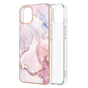 For iPhone 13 Pro Max Electroplating Marble Pattern Dual-side IMD TPU Shockproof Case (Rose Gold 005)