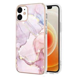For iPhone 12 / 12 Pro Electroplating Marble Pattern Dual-side IMD TPU Shockproof Case(Rose Gold 005)