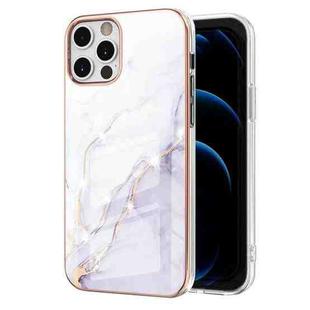 For iPhone 12 Pro Max Electroplating Marble Pattern Dual-side IMD TPU Shockproof Case(White 006)