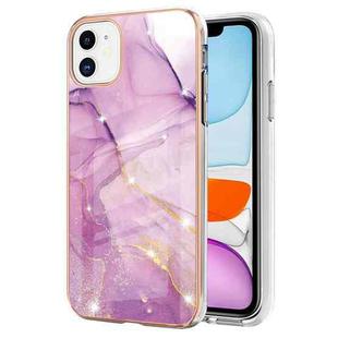 For iPhone 11 Electroplating Marble Pattern Dual-side IMD TPU Shockproof Case (Purple 001)