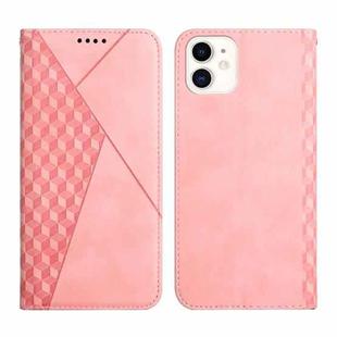 For iPhone 12 mini Diamond Pattern Splicing Skin Feel Magnetic Horizontal Flip Leather Case with Card Slots & Holder & Wallet (Rose Gold)