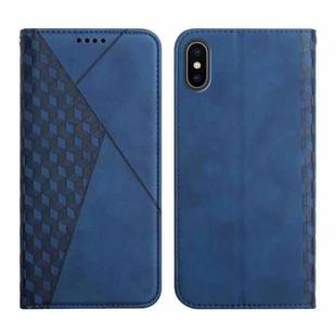 For iPhone XR Diamond Pattern Splicing Skin Feel Magnetic Horizontal Flip Leather Case with Card Slots & Holder & Wallet(Blue)