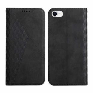 For iPhone SE 2022 / SE 2020 / 8 / 7 Diamond Pattern Splicing Skin Feel Magnetic Horizontal Flip Leather Case with Card Slots & Holder & Wallet / 6(Black)