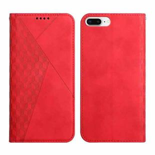 For iPhone 12 Pro Max Diamond Pattern Splicing Skin Feel Magnetic Horizontal Flip Leather Case with Card Slots & Holder & Wallet For iPhone 7 Plus / 8 Plus(Red)