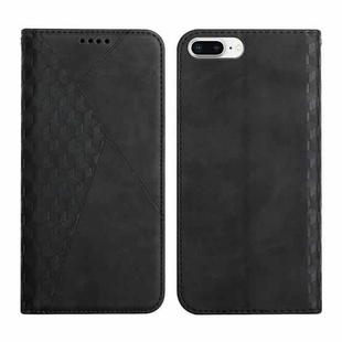 For iPhone 12 Pro Max Diamond Pattern Splicing Skin Feel Magnetic Horizontal Flip Leather Case with Card Slots & Holder & Wallet For iPhone 7 Plus / 8 Plus(Black)