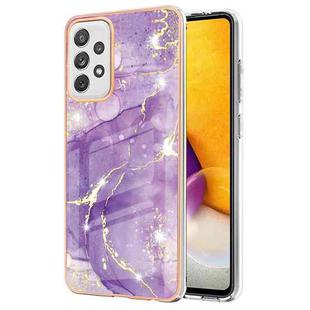 For Samsung Galaxy A72 5G / 4G Electroplating Marble Pattern Dual-side IMD TPU Shockproof Case(Purple 002)