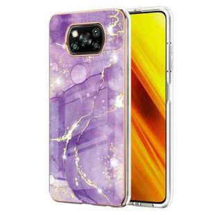 For Xiaomi Poco X3 NFC Electroplating Marble Pattern Dual-side IMD TPU Shockproof Case(Purple 002)