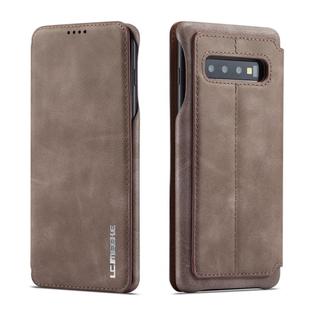 For Galaxy S10 Hon Ancient Series Leather Case with Card Slots & Holder & Wallet(Coffee)