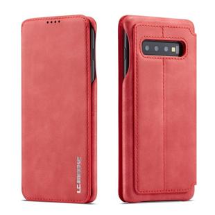 For Galaxy S10+ Hon Ancient Series Leather Case with Card Slots & Holder & Wallet(Red)