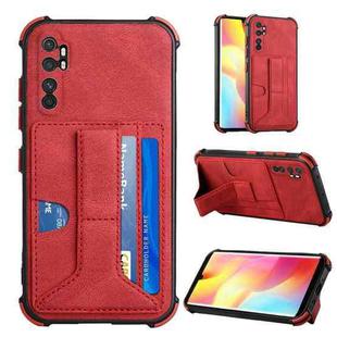 For Xiaomi Mi Note 10 Lite Dream PU + TPU Four-corner Shockproof Back Cover Case with Card Slots & Holder(Red)