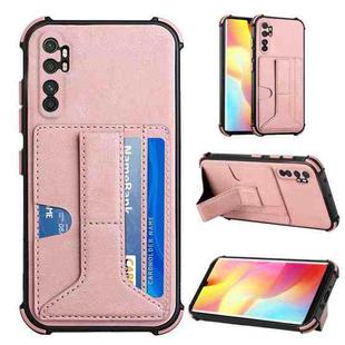 For Xiaomi Mi Note 10 Lite Dream PU + TPU Four-corner Shockproof Back Cover Case with Card Slots & Holder(Rose Gold)