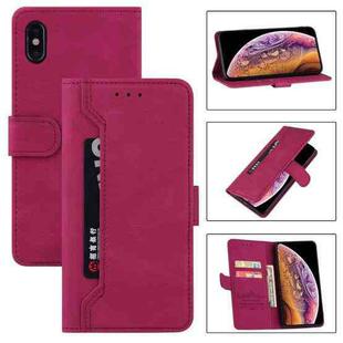 For iPhone X / XS Reverse Buckle Horizontal Flip PU Leather Case with Holder & Card Slot & Wallet(Wine Red)