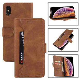 For iPhone XR Reverse Buckle Horizontal Flip PU Leather Case with Holder & Card Slot & Wallet(Brown)