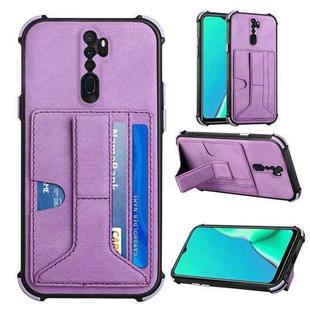 For OPPO A9 2020 / A5 2020 Dream PU + TPU Four-corner Shockproof Back Cover Case with Card Slots & Holder(Purple)