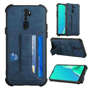 For OPPO A9 2020 / A5 2020 Dream PU + TPU Four-corner Shockproof Back Cover Case with Card Slots & Holder(Blue)