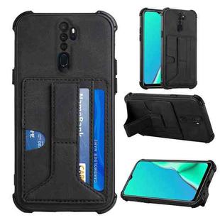 For OPPO A9 2020 / A5 2020 Dream PU + TPU Four-corner Shockproof Back Cover Case with Card Slots & Holder(Black)