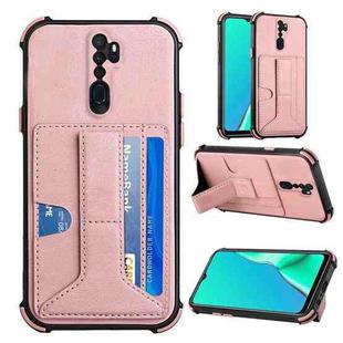 For OPPO A9 2020 / A5 2020 Dream PU + TPU Four-corner Shockproof Back Cover Case with Card Slots & Holder(Rose Gold)