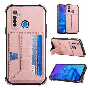 For OPPO Realme 5 / Realme C3 Dream PU + TPU Four-corner Shockproof Back Cover Case with Card Slots & Holder(Rose Gold)