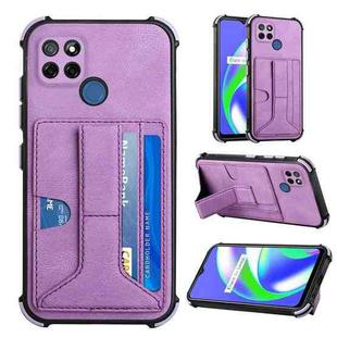 For OPPO Realme C12 / C25 / Narzo 20 / Narzo 30A Dream PU + TPU Four-corner Shockproof Back Cover Case with Card Slots & Holder(Purple)