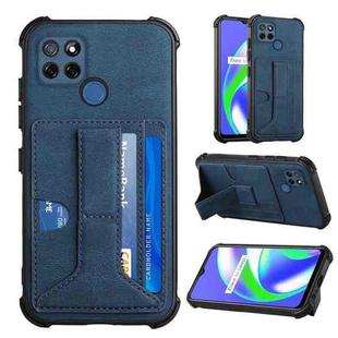 For OPPO Realme C12 / C25 / Narzo 20 / Narzo 30A Dream PU + TPU Four-corner Shockproof Back Cover Case with Card Slots & Holder(Blue)