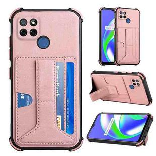For OPPO Realme C12 / C25 / Narzo 20 / Narzo 30A Dream PU + TPU Four-corner Shockproof Back Cover Case with Card Slots & Holder(Rose Gold)