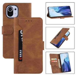 For Xiaomi Mi 11 Lite Reverse Buckle Horizontal Flip PU Leather Case with Holder & Card Slot & Wallet(Brown)