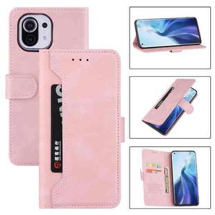 For Xiaomi Mi 11 Reverse Buckle Horizontal Flip PU Leather Case with Holder & Card Slot & Wallet(Rose Gold)