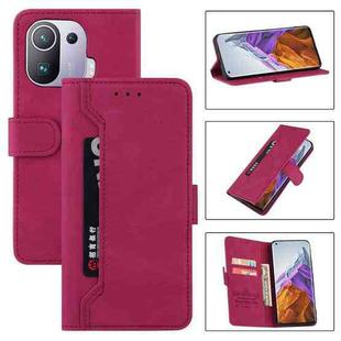 For Xiaomi Mi 11 Pro Reverse Buckle Horizontal Flip PU Leather Case with Holder & Card Slot & Wallet(Wine Red)