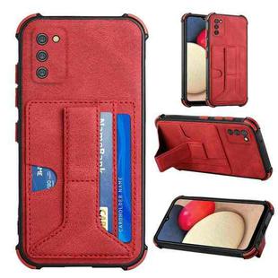 For Samsung Galaxy A02s EU Version Dream PU + TPU Four-corner Shockproof Back Cover Case with Card Slots & Holder(Red)
