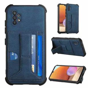 For Samsung Galaxy A32 4G Dream PU + TPU Four-corner Shockproof Back Cover Case with Card Slots & Holder(Blue)