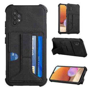 For Samsung Galaxy A32 4G Dream PU + TPU Four-corner Shockproof Back Cover Case with Card Slots & Holder(Black)