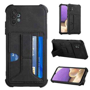 For Samsung Galaxy A32 5G Dream PU + TPU Four-corner Shockproof Back Cover Case with Card Slots & Holder(Black)