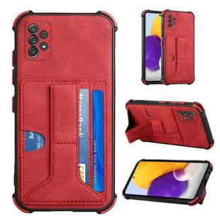 For Samsung Galaxy A52 5G / 4G Dream PU + TPU Four-corner Shockproof Back Cover Case with Card Slots & Holder(Red)