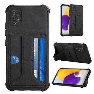 For Samsung Galaxy A72 5G / 4G Dream PU + TPU Four-corner Shockproof Back Cover Case with Card Slots & Holder(Black)