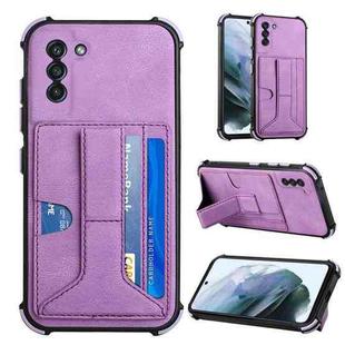 For Samsung Galaxy S21+ 5G Dream PU + TPU Four-corner Shockproof Back Cover Case with Card Slots & Holder(Purple)