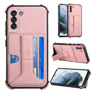 For Samsung Galaxy S21+ 5G Dream PU + TPU Four-corner Shockproof Back Cover Case with Card Slots & Holder(Rose Gold)