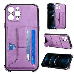 For iPhone 13 Pro Dream PU+TPU Four-corner Shockproof Back Cover Case with Card Slots & Holder (Purple)