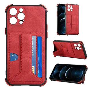 For iPhone 13 Pro Dream PU+TPU Four-corner Shockproof Back Cover Case with Card Slots & Holder (Red)
