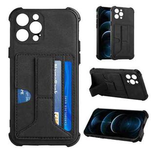 For iPhone 13 Pro Dream PU+TPU Four-corner Shockproof Back Cover Case with Card Slots & Holder (Black)