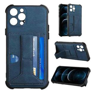 For iPhone 13 Pro Max Dream PU+TPU Four-corner Shockproof Back Cover Case with Card Slots & Holder (Blue)