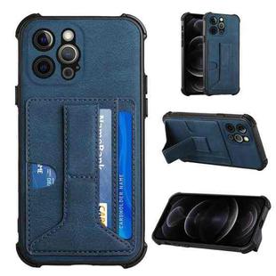 For iPhone 12 Pro Dream PU+TPU Four-corner Shockproof Back Cover Case with Card Slots & Holder(Blue)