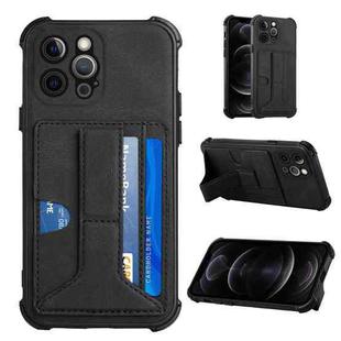 For iPhone 12 Pro Dream PU+TPU Four-corner Shockproof Back Cover Case with Card Slots & Holder(Black)