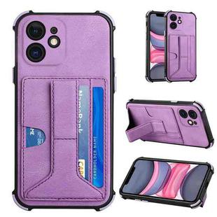 For iPhone 11 Dream PU+TPU Four-corner Shockproof Back Cover Case with Card Slots & Holder (Purple)